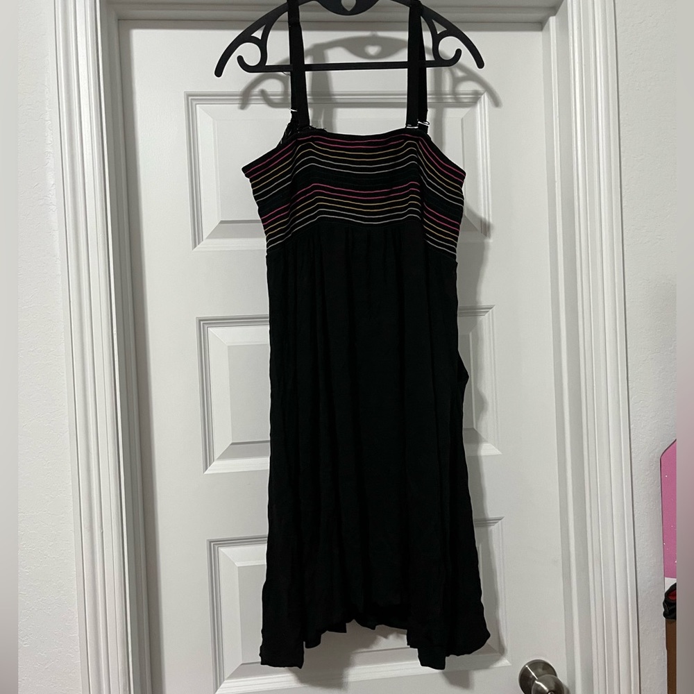 Torrid black soft knit sundress. Size 2. Multicolor ribbing, removable straps